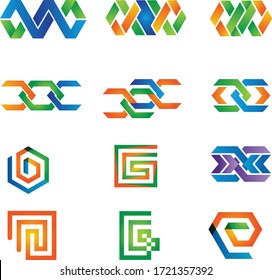 Colección de logotipos, conjunto de iconos de negocios geométricos megabstractos