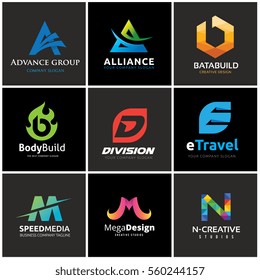 Logo Collection Set advance real estate building B letter automotive travel media creative template