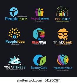 logo collection set. Brad identity for  human people, idea, kids , geek, spa, yoga, healthy, beauty care symbol.