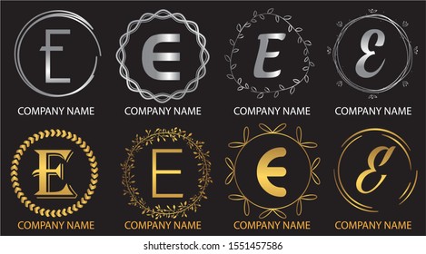 logo collections E. Logo Design Template. Initials logo set