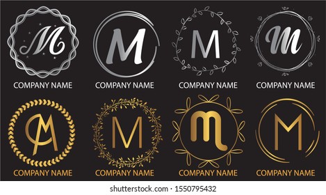 logo collections M. Logo Design Template. Initials logo set
