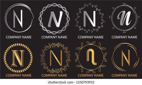 logo collections N. Logo Design Template. Initials logo set