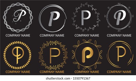 logo collections P. Logo Design Template. Initials logo set