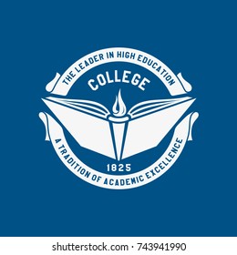 Logo College. Academy, University, School Emblem