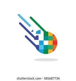Logo of a color comet falling
