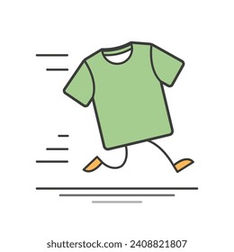 Logo in color fast delivery for clothes with legs. Flat style. Vector illustration.