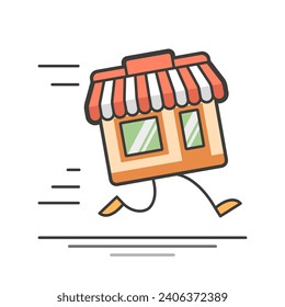 Logotipo en color de entrega rápida para una tienda con patas. Estilo plano. Ilustración vectorial.