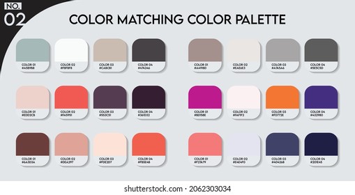 Logo Color matching color palette - 02 , Fashion Trend Color guide palette, An example of a color palette vector. Forecast of the future .HAX code palette for fashion designers, fashion business