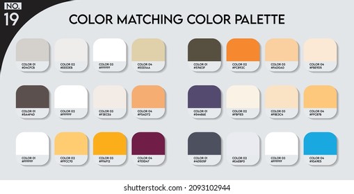 Logo Color matching color palette - 19 , Fashion Trend Color guide palette, An example of a color palette vector. Forecast of the future .HAX code palette for fashion designers, fashion business