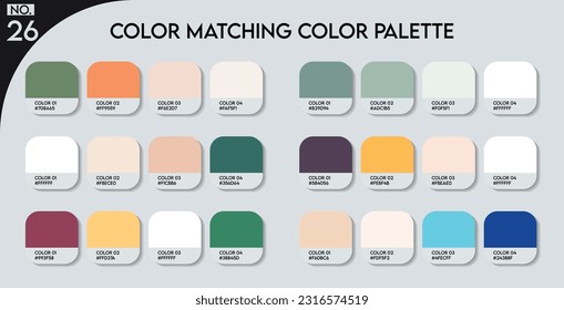 Logo Color matching color palette - 26 , Fashion Trend Color guide palette, An example of a color palette vector. Forecast of the future .HAX code palette for fashion designers, fashion business