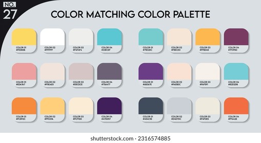 Logo Color matching color palette - 27 , Fashion Trend Color guide palette, An example of a color palette vector. Forecast of the future .HAX code palette for fashion designers, fashion business