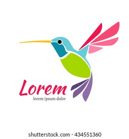 Logo colored bird with a long beak