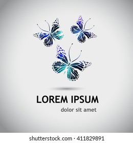Logo colored butterfly with hearts. Vector