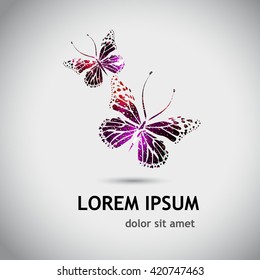 Logo colored butterfly with hearts. Vector