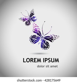 Logo colored butterfly with hearts. Vector
