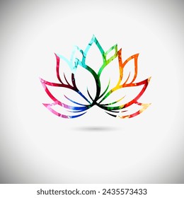 Loto de color logo . Dibujo a mano. No AI, ilustración vectorial