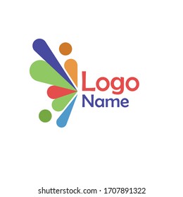 Logo Colorful, Butterfly And People Design