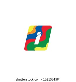 I logo with colorful geometric shape