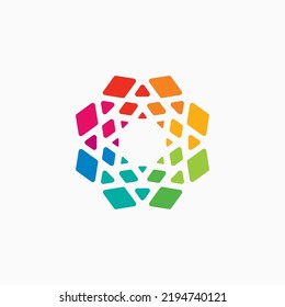 logo colorfull abstract hexagon pixel