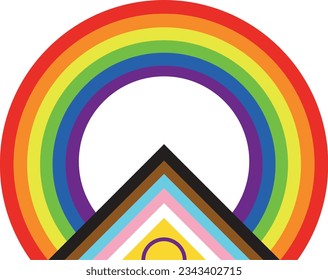 Logo in den Farben des Regenbogens; Stolz Regenbogen.