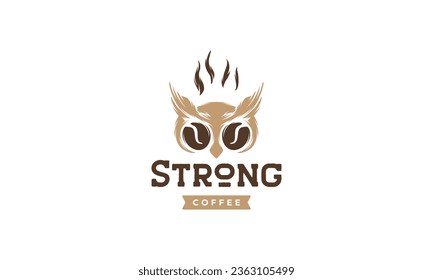 logo combination of abstract owl and coffee bean