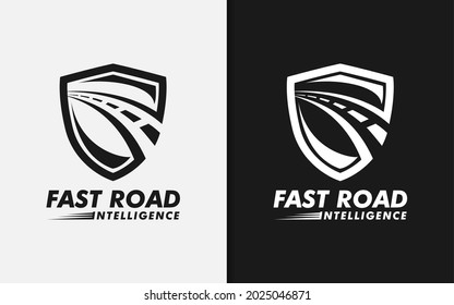 Logo Combination between shield and road. Usable for Automotive, Business, Security, Technology Logo Design.