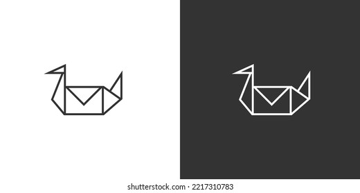 A logo with a combination of bird images and messages with the theme of paper folds which means sending a message or letter in a futuristic and structured way.