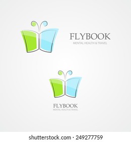 Logo combination of a book and butterfly 
