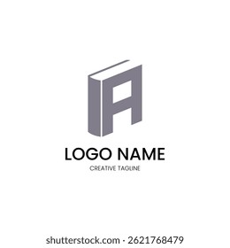 logo with a combination of books with the letter A
