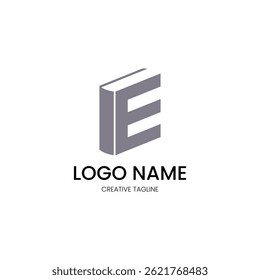 logo with a combination of books with the letter E