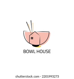 The logo is a combination of bowl, house and chopsticks.