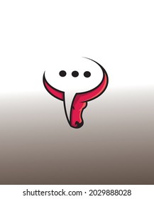 logo combination of a bull's head that is a negative space into a chat bubble