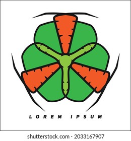 logo with a combination of carrot and clover leaves, editable vector file for your brand or all of your graphic needs.
