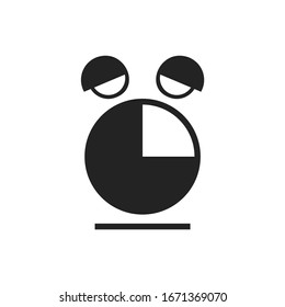 logo combination of a clock or alarm and sleepy eyes