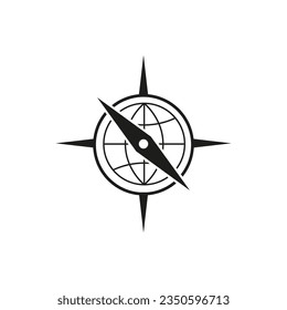 Logo combination of a compass and earth. Vector illustration. EPS 10.