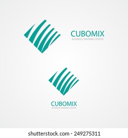 Logo combination of a cube and waves