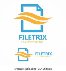Logo combination of a document file and wave