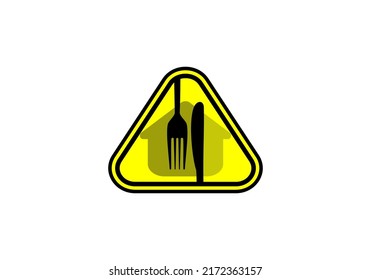  Logo aus einer Kombination aus Gabel und Messer und einem Haussymbol mit einem einfachen Design, das für ein Restaurant-Logo geeignet ist