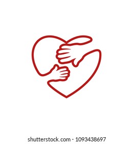 logo combination hand with heart