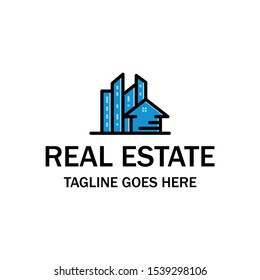 logo combination of house and building