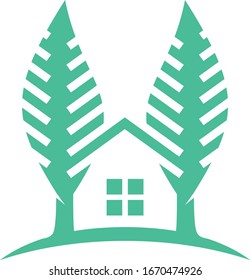 The logo is a combination of a house and a pine tree