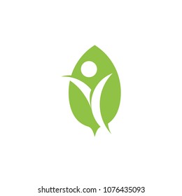 logo combination of human with leaves