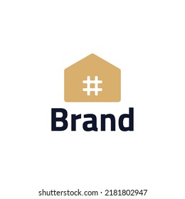 Logo Combination Icon Hashtag and house