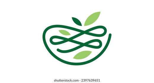 logo combination of illustration of a bird's nest with plants. icon, vector, symbol.