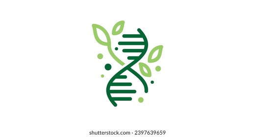 logo combination of illustrations of genetic shapes with leaves, icons, vectors, symbols.