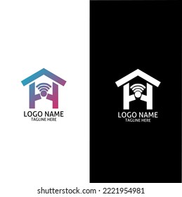 The logo is a combination of the initials letter h, house and network