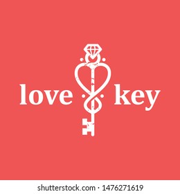 Logo with a combination of key, diamond and heart.