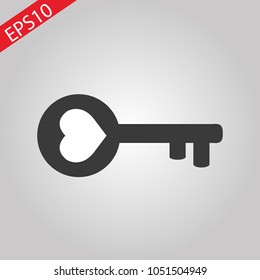 Logo combination of a key and heart.