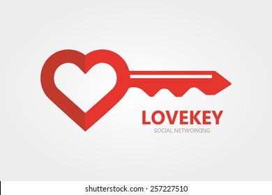 Logo combination of a key and heart.  