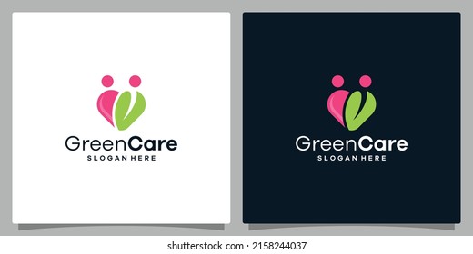 logo is a combination of leaf logo shapes, people logos, and heart logo shapes. Premium vector